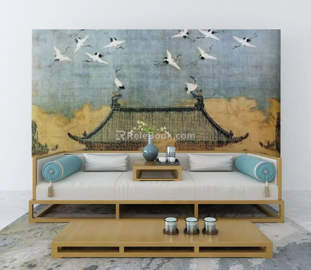 New Chinese-style Lohan Bed 3d model