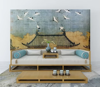 New Chinese-style Lohan Bed 3d model