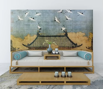 New Chinese-style Lohan Bed 3d model