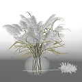 Transparent Glass Vase With Modern Gray Pampas Grass Flower Arrangement