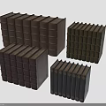 Different Colored Stacked Old Books In Multiple Piles On White Background