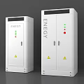 White Industrial Energy Control Cabinets With Indicator Lights And Warning Signs