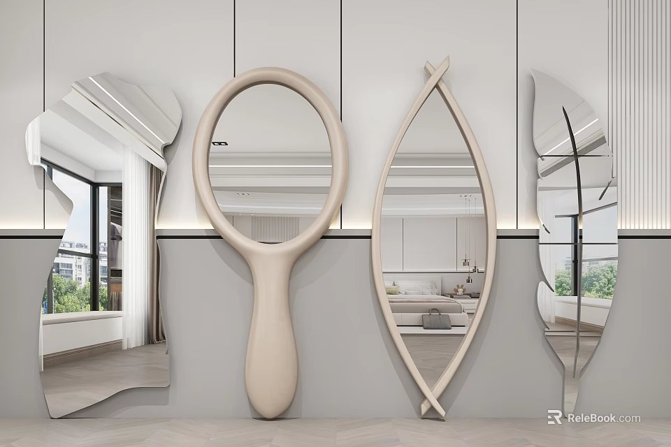 Modern Decorative Mirrors In Various Shapes For Home Interior Design 3d model