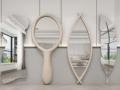 Modern Decorative Mirrors In Various Shapes For Home Interior Design 3d model