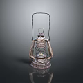 Vintage Kerosene Lamp With Classic Metal Frame And Glass Shade Design