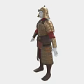 Traditional Samurai Armor With Golden Plates Red Lining And Helmet Full Body Design