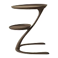 Modern Stylish Wooden Two Tier Side Table With Curved Legs Living Room Decor