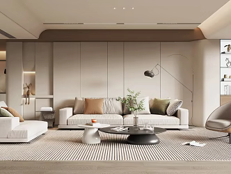 modern living room cream living room 3d model
