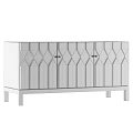 Modern Dark Brown TV Stand With Diamond Pattern Cabinet Doors And Gold Handles