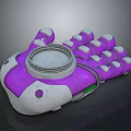 Purple and White Mechanical Glove Design with Circular Component and Segmented Structure 3d model