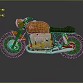Vintage Orange Motorcycle With Green Seat Metallic Body And Black Wheels Design