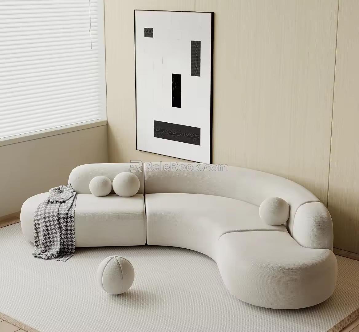 Modern Multiplayer Sofa Curved Sofa 3d model