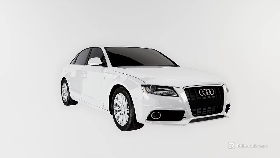 White Audi Sedan With Sleek Body Lines And Alloy Wheels Front Grille 3d model 