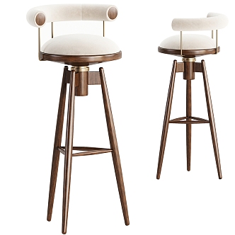 Light Luxury Bar Stool Bar Chair 3d model