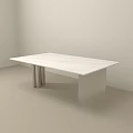 Modern White Coffee Table With Sleek Surface And Metal Legs Design 3d model