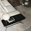 Modern L Shaped Sofa Coffee Table Set With Accent Pillows And Floor Lamp 3d model