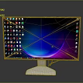 Modern Computer Monitor With Colorful App Icons And Gradient Screen