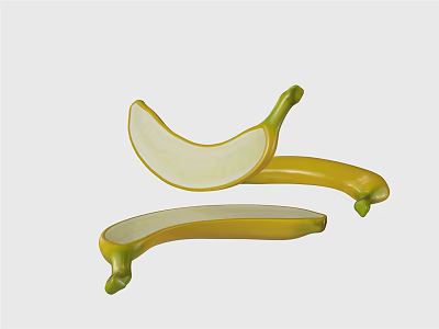 Yellow Banana Shaped Public Chair With Peeled Banana Design For Seat And Backrest 3d model