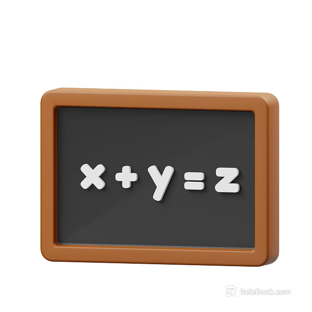 Brown Framed Blackboard Showing Simple Math Equation X Plus Y Equals Z 3d model 