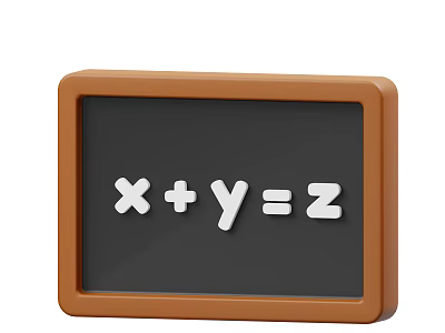 Brown Framed Blackboard Showing Simple Math Equation X Plus Y Equals Z 3d model