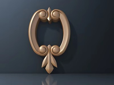 Golden Carved Design Ornate Circular Scroll Patterns and Leaf Accents on Dark Background 3d model