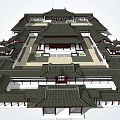 Ancient Chinese Architecture With Multiple Layered Roofs Curved Eaves And Symmetrical Courtyard Layout