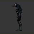 Venom 3D Character With Muscular Build Black Appearance And White Spider Symbol