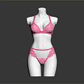 Pink Women's Lingerie Set With Lace Bra And Underwear On Mannequin