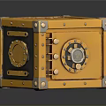 Stylish Yellow And Black Storage Cube With Metal Rivets And Circular Lids