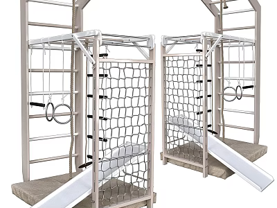 Kids Play Area with Climbing Net Slide Ladder and Ring for Children Fun 3d model