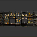 Multi Tiered Open Display Shelving Unit With Sturdy Frame And Decorative Items 3d model