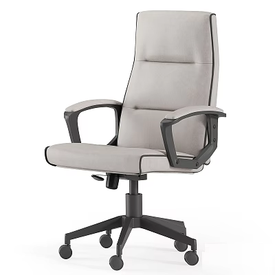 Beige Fabric Office Chair With High Back Black Armrests And Swivel Base 3d model