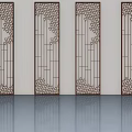 Brown Wooden Swing Doors With Lattice Geometric Patterns For Modern Interior 3d model