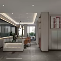 Elegant Modern Restaurant Interior Design With Round Decor And Marble Reception Area 3d model