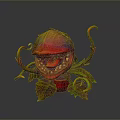 Vibrant Red And Green Carnivorous Plant With Curly Vines And Sharp Teeth
