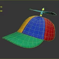 Vibrant Patchwork Hat With Propeller On Top And Multicolored Panels