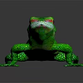 Green Lizard With Red Eyes And Colorful Spots On Its Body