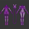 Detailed 3D Character Costume Helmet And Mechanical Robotic Female Figure Design