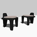 Modern Minimalist Leisure Chairs With Black Wooden Frame And Light Padded Seats
