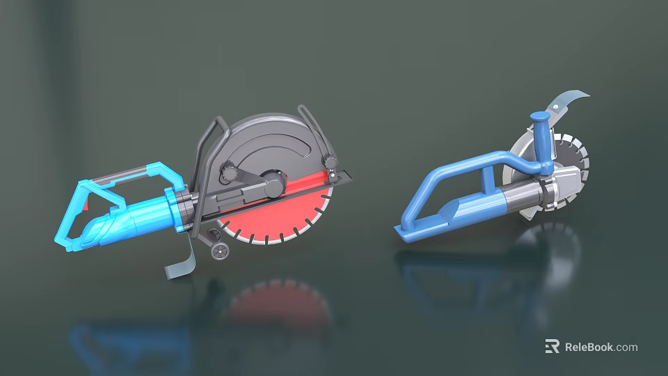 Heavy Duty Industrial Cutting Equipment With Blue Handle And Red Circular Blade 3d model 