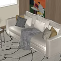Modern Multiplayer Sofa In-line Sofa 3d model