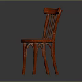 Red Wooden Chair With Classic Design And Curved Backrest And Stable Legs