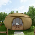 Modern pavilion thatched pavilion 3d model