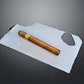 Light Brown Cigar Placed On White Paper With Circular Hole Design 3d model