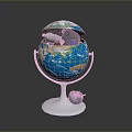 Detailed Decorative Globe Interior With Marine Animals And Small Astronaut Model