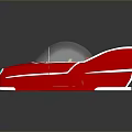 Red Retro Concept Car With Streamlined Design Transparent Canopy And Green Headlights