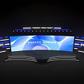 Futuristic Stage Design With Large Digital Screen And Modern Lighting Elements