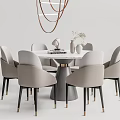 Modern Dining Table and Chair Combination Round Dining Table and Chair 3d model