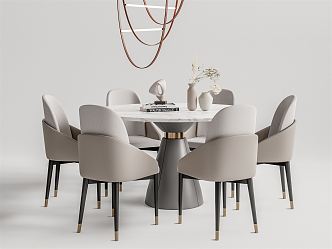 Modern Dining Table and Chair Combination Round Dining Table and Chair 3d model