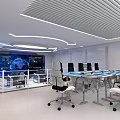 Modern Conference Room Interior With Glass Walls Conference Table And Black Chairs